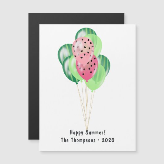 Happy Summer Watermelon Balloons Greeting (Voorkant / Achterkant)