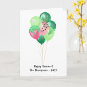 Happy Summer Watermelon Balloons Greeting Kaart (Gele Bloem)