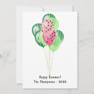 Happy Summer Watermelon Balloons Greeting Kaart