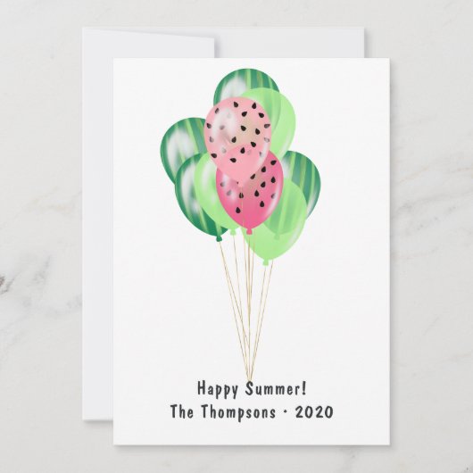 Happy Summer Watermelon Balloons Greeting Kaart (Voorkant)