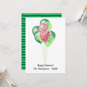 Happy Summer Watermelon Balloons Greeting Kaart (Voorkant / Achterkant in situ)