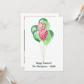 Happy Summer Watermelon Balloons Kaart (Voorkant / Achterkant in situ)