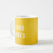 Happy Summer Yellow Good Vibes Typography Coffee Koffiemok (Voorkant links)