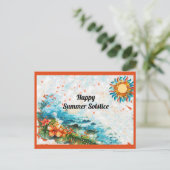 Happy Summer zonnewende zonnebloemen Zee Briefkaart (Staand voorkant)