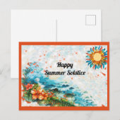 Happy Summer zonnewende zonnebloemen Zee Briefkaart (Voorkant / Achterkant)