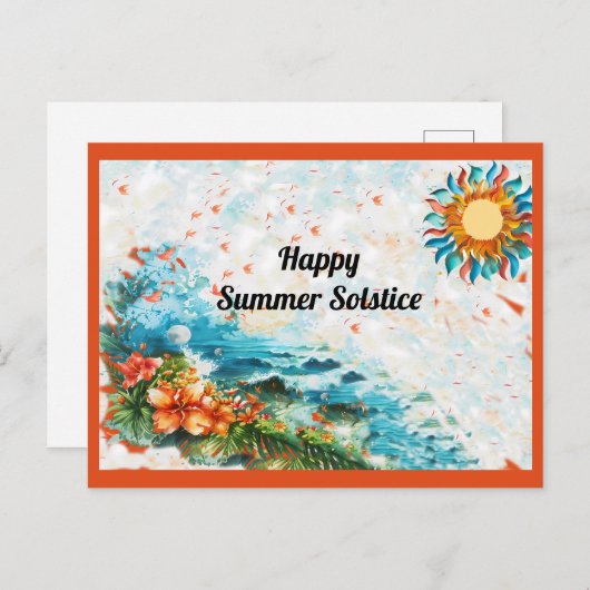 Happy Summer zonnewende zonnebloemen Zee Briefkaart (Voorkant / Achterkant)