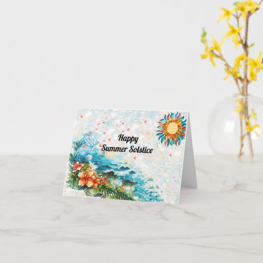 Happy Summer zonnewende zonnebloemen Zee Kaart (Gele Bloem)