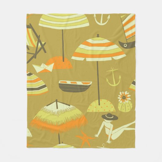 Happy Summertime Naadloos Patroon Fleece Deken (Voorkant)