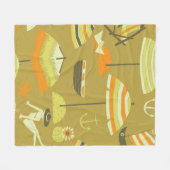 Happy Summertime Naadloos Patroon Fleece Deken (Voorkant (Horizontaal))