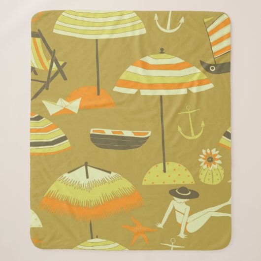 Happy Summertime Seamless Pattern Sherpa Deken (Voorkant)