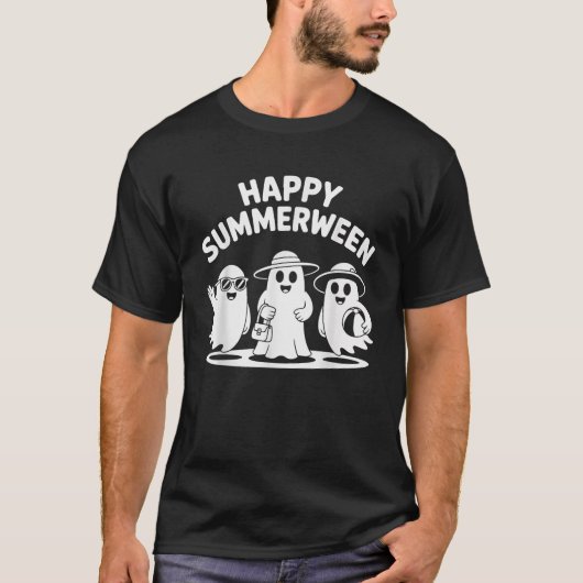 Happy Summerween Ghosts Vibes Fun Halloween T-shirt (Voorkant)