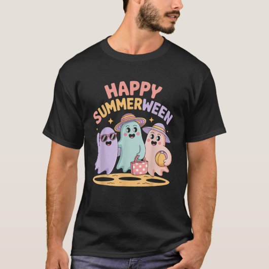 Happy Summerween Ghosts Vibes Fun Halloween T-shirt (Voorkant)