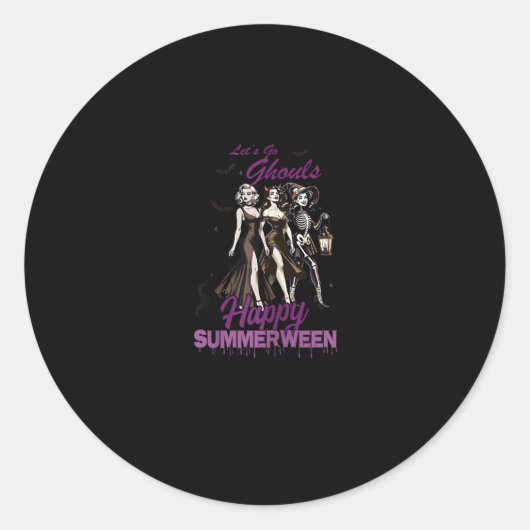 Happy Summerween Ghoul Girl Squad Ronde Sticker (Voorkant)
