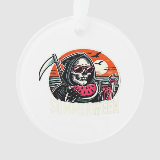 Happy Summerween Grim Reaper Watermelon Summer Hal Ornament (voorkant)