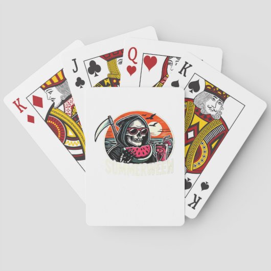 Happy Summerween Grim Reaper Watermelon Summer Hal Pokerkaarten (Achterkant)