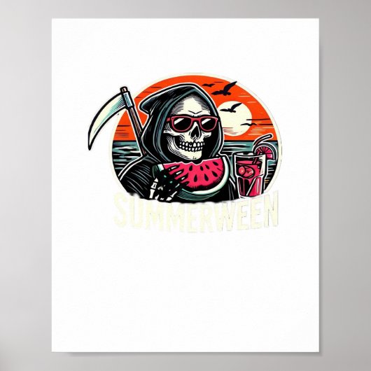 Happy Summerween Grim Reaper Watermelon Summer Hal Poster (Voorkant)