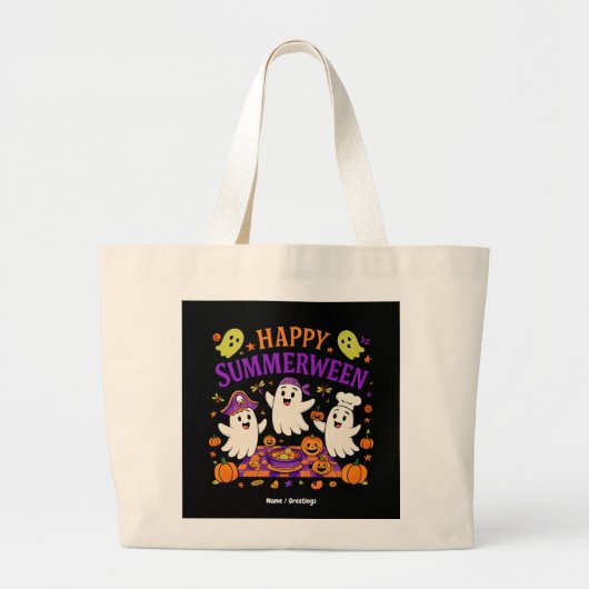 Happy Summerween Halloween Spooky Summer Ghost Grote Tote Bag (Voorkant)