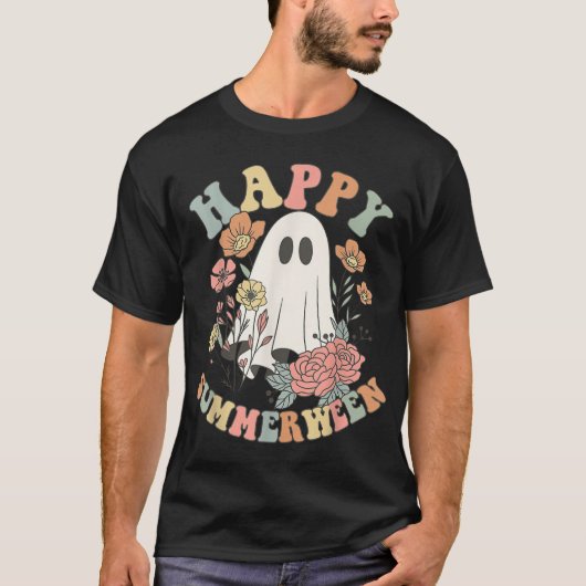 Happy Summerween Halloween Summer Floral Ghost T-shirt (Voorkant)