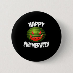 Happy Summerween Retro Watermelon Jack O Lantern Ronde Button 5,7 Cm