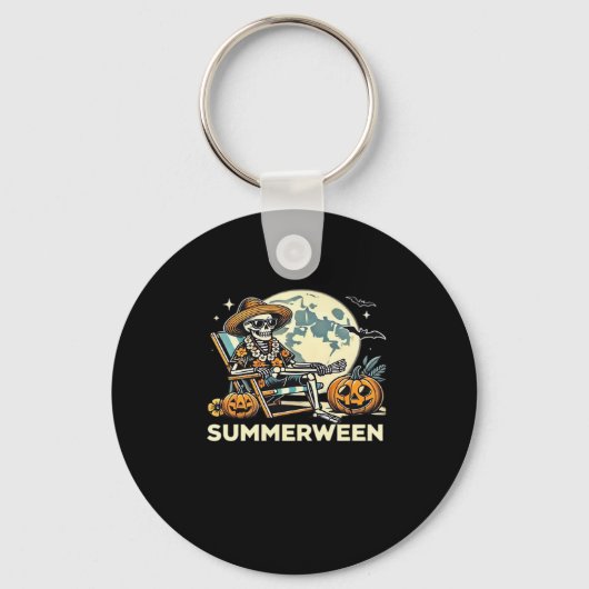 Happy Summerween Skeleton Drink Summer Halloween F Sleutelhanger (Voorkant)