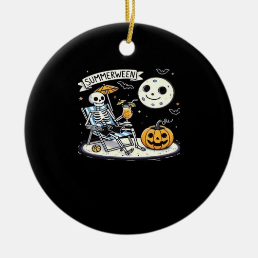 Happy Summerween Skeleton Drink Zomer Halloween C Keramisch Ornament (Voorkant)