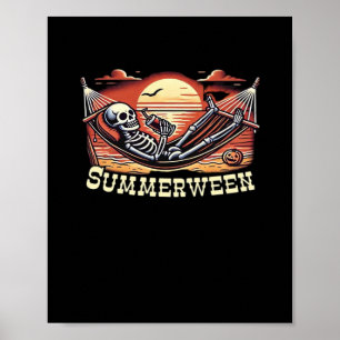 Happy Summerween Skeleton Drink Zomer Halloween C Poster