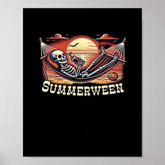 Happy Summerween Skeleton Drink Zomer Halloween C Poster (Voorkant)