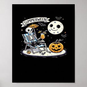 Happy Summerween Skeleton Drink Zomer Halloween M Poster