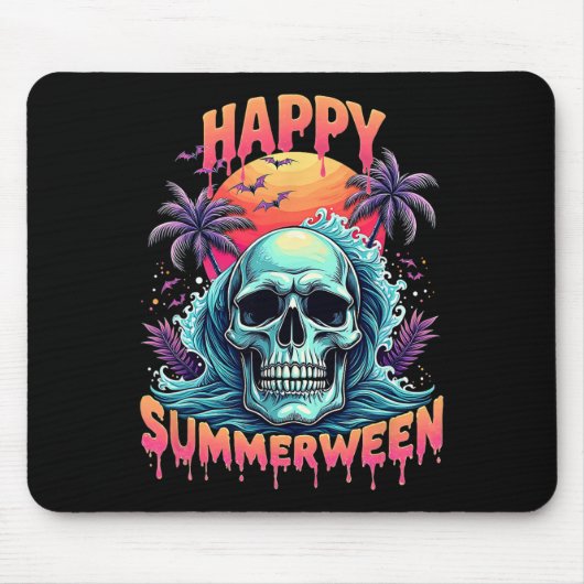 Happy Summerween Skeleton Summer Watermelon Jack-o Muismat (Voorkant)
