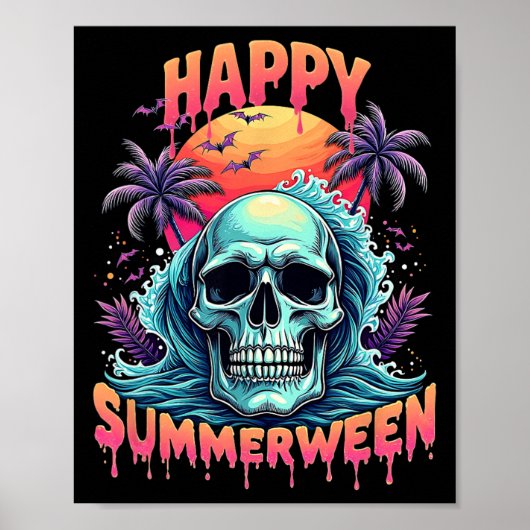Happy Summerween Skeleton Summer Watermelon Jack-o Poster (Voorkant)