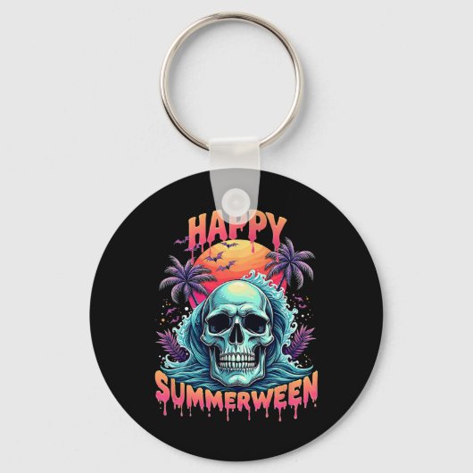 Happy Summerween Skeleton Summer Watermelon Jack-o Sleutelhanger (Voorkant)
