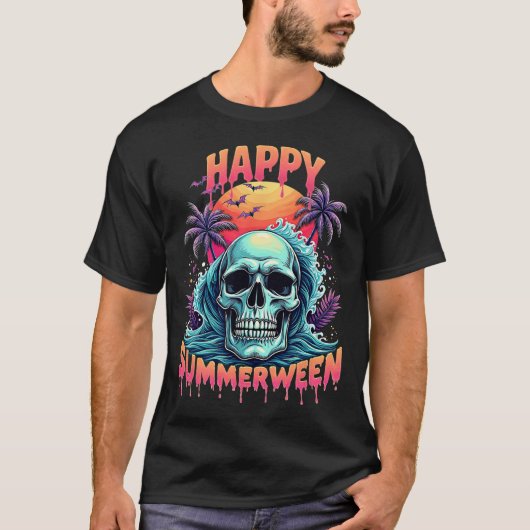 Happy Summerween Skeleton Summer Watermelon Jack-o T-shirt (Voorkant)