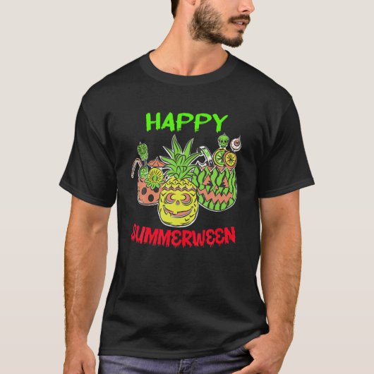 Happy Summerween Summer Watermelon Halloween Pool T-shirt (Voorkant)