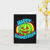 Happy Summerween Summer Watermelon Jack-o-lantern Kaart (Gele Bloem)