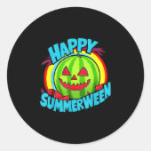 Happy Summerween Summer Watermelon Jack-o-lantern Ronde Sticker (Voorkant)