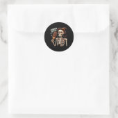 Happy Summerween Vibes Skeleton Ice Cream Summer H Ronde Sticker (Tas)