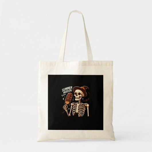 Happy Summerween Vibes Skeleton Ice Cream Summer H Tote Bag (Voorkant)