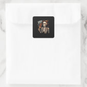 Happy Summerween Vibes Skeleton Ice Cream Summer H Vierkante Sticker (Tas)