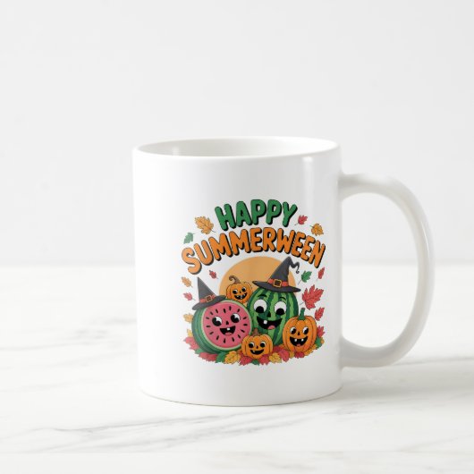 Happy Summerween Watermelon Jack-o-lantern Humor S Koffiemok (Rechts)