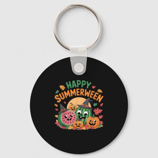 Happy Summerween Watermelon Jack-o-lantern Humor S Sleutelhanger (Voorkant)