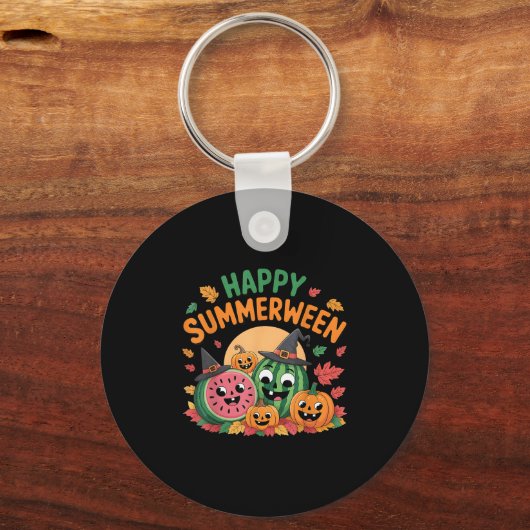 Happy Summerween Watermelon Jack-o-lantern Humor S Sleutelhanger (Voorkant)
