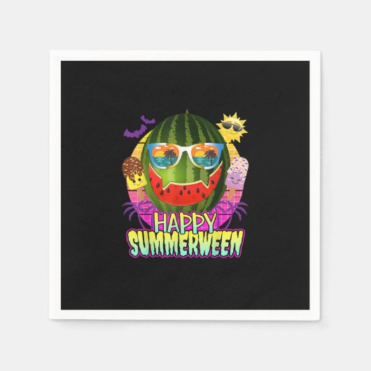 Happy Summerween Watermelon Jack O Lantern Servet (Voorkant)