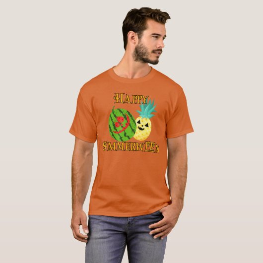Happy Summerween Watermelon Summer Pineapple Hallo T-shirt (Voorkant volledig)
