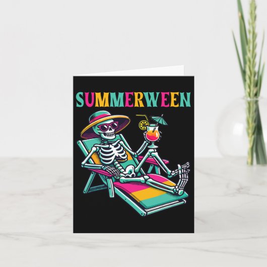 Happy Summerween Zomer Halloween Skeleton Kaart (Voorkant)