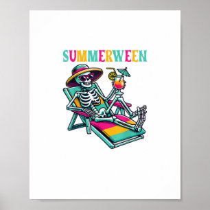Happy Summerween Zomer Halloween Skeleton Poster