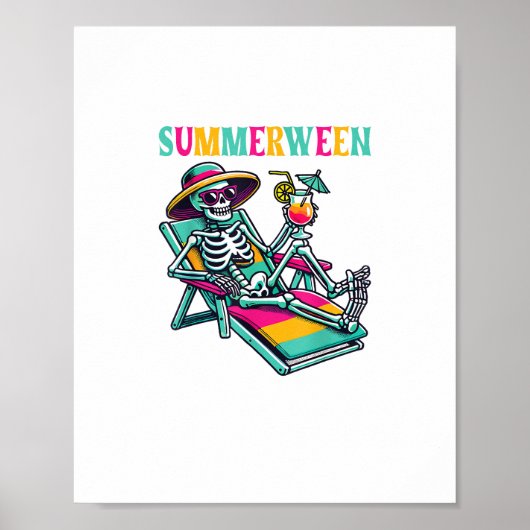 Happy Summerween Zomer Halloween Skeleton Poster (Voorkant)