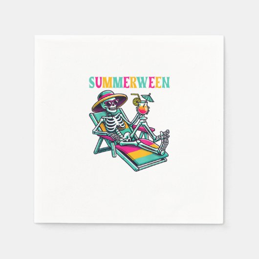 Happy Summerween Zomer Halloween Skeleton Servet (Voorkant)