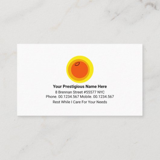 Happy Sun Babysitting Kinderen Visitekaartje (Achterkant)