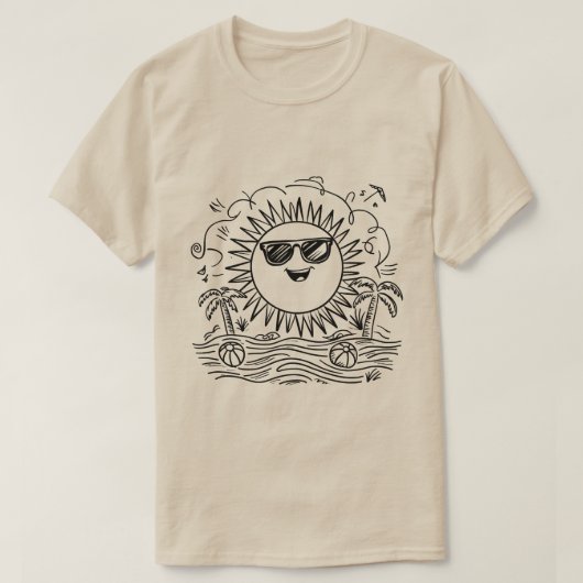 Happy Sun Beach Scene T-shirt (Design voorkant)