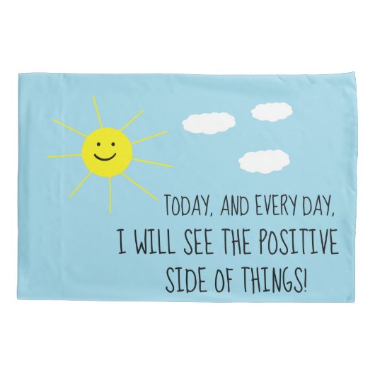 Happy Sun Blue Sky Positive Quote Blue Sky Print Kussensloop (Achterkant)